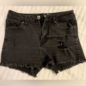 Wax Jean Black Frayed Women Jean Shorts